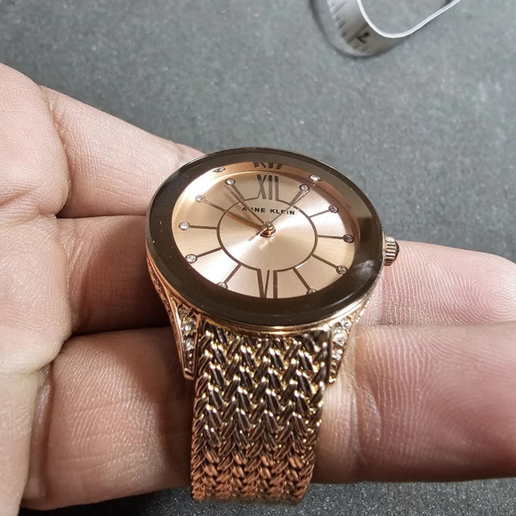 Anne Klein Women's AK-2208CHGB Crystal Accented Mesh Bracelet Watch Working show - Picture 2 of 9